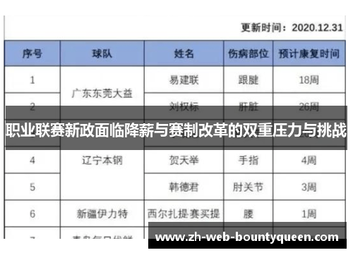 职业联赛新政面临降薪与赛制改革的双重压力与挑战 职业联赛新政面临降薪与赛制改革的双重压力与挑战